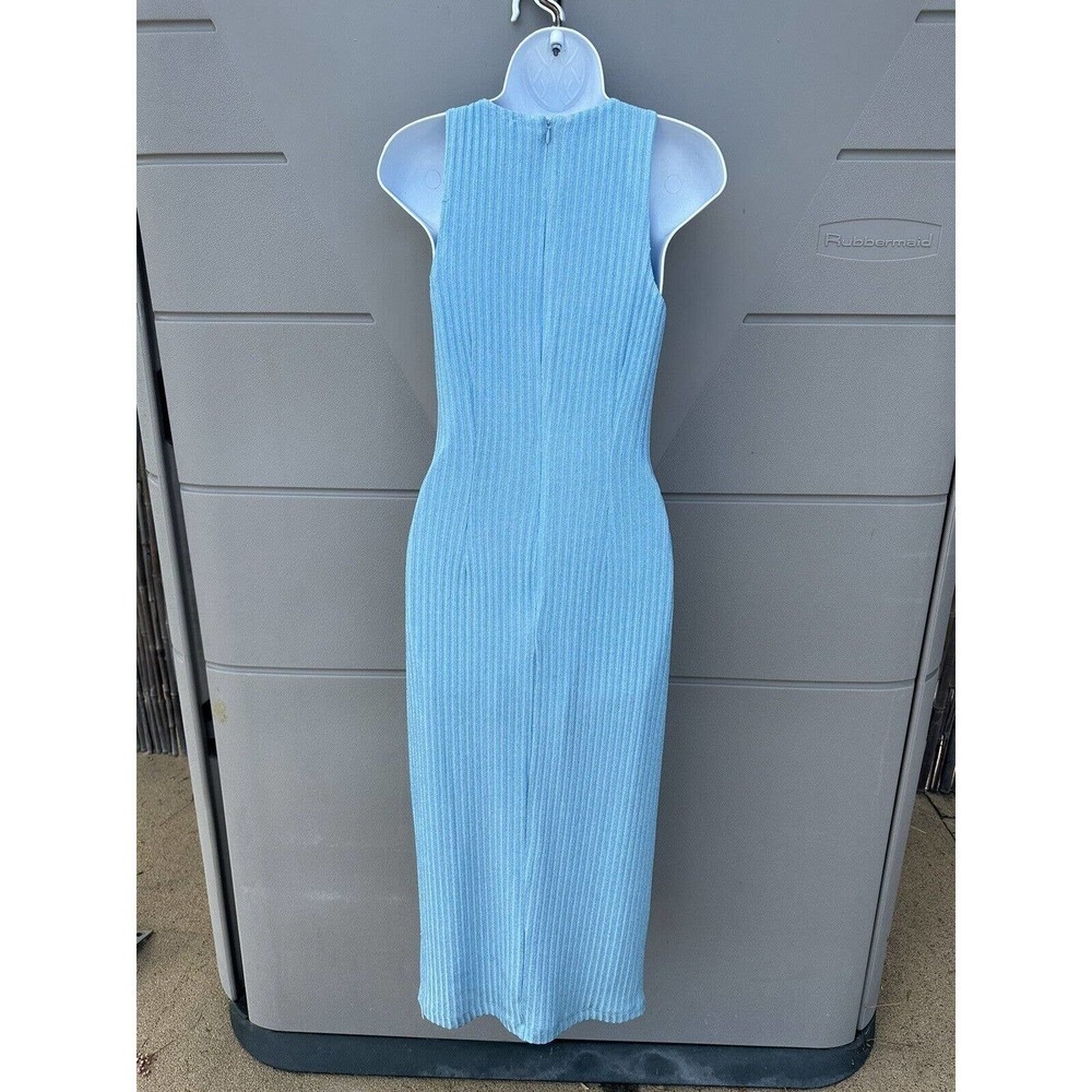 Monique Lhuillier Women's Crossover cutout metallic ribbed-knit midi dress Sz 6 - Picture 9 of 16